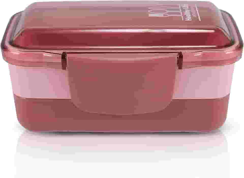 Marmita 2 Divisorias Vasilha Esquenta Fitness Congelar Pote Cor:Rosa