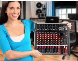 VEDO Mixer de Áudio Profissional 8 Canais com Bluetooth, USB e Fonte Fantasma 48V - Ideal para Shows, Podcasts e KTV em Casa - Portátil e Compatível com PC/Dispositivos Móveis