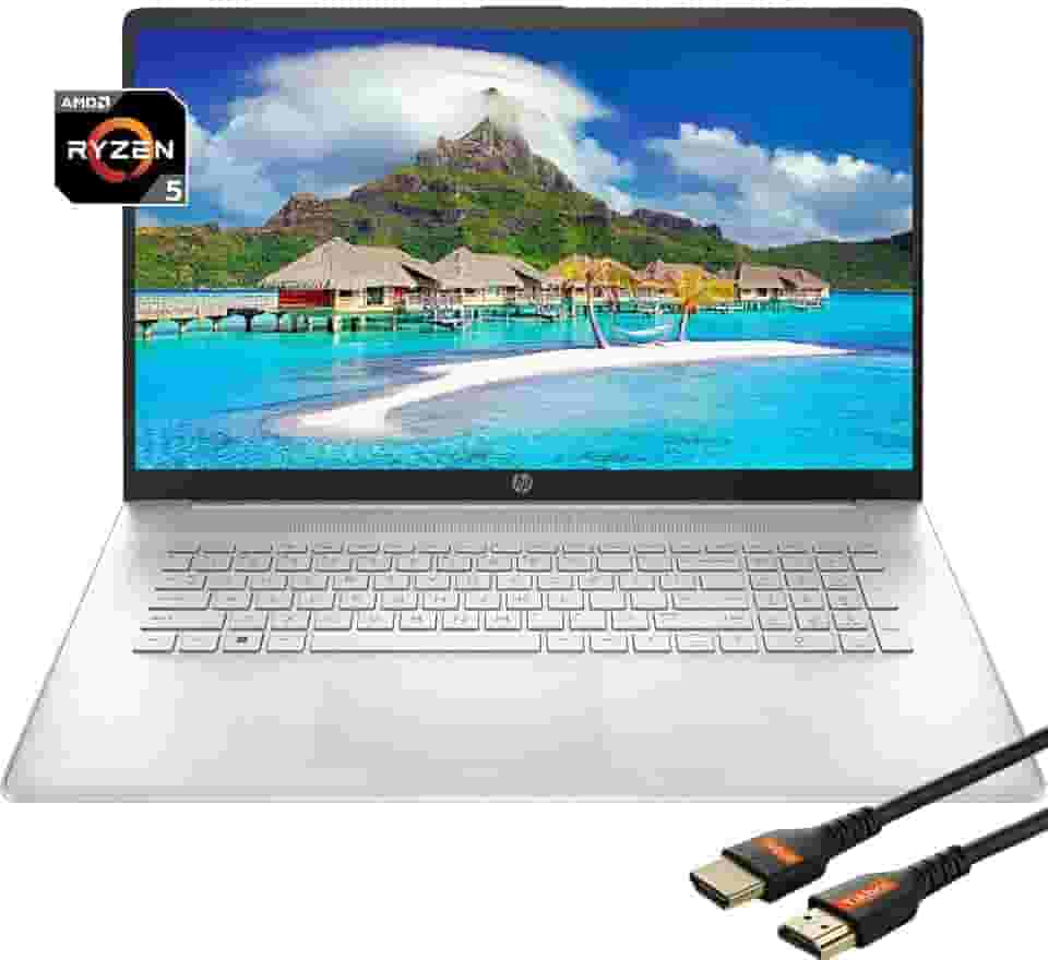 HP Laptops tela sensível ao toque de 17 polegadas 2022| AMD Ryzen 5 5625U | laptop Windows11 | USB tipo C | teclado numérico | Wi-Fi sem fio-AC | câmera | HDMI | leve | com cabo HDMI (32 GB RAM | SSD