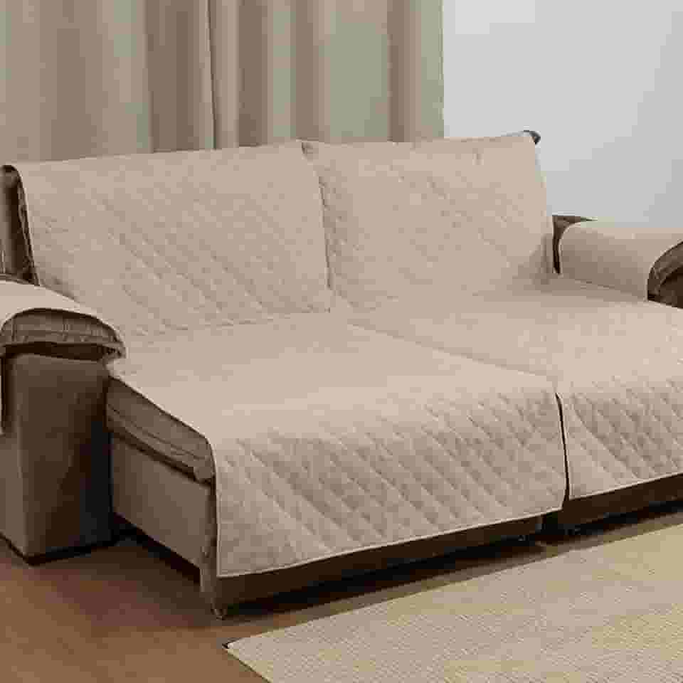 CAPA PARA PROTETORA DE SOFÁ RETRÁTIL E RECLINÁVEL DE DOIS LUGARES DE 1,20M TOTAL 2,40M X 2,40M ALTURA (Bege)