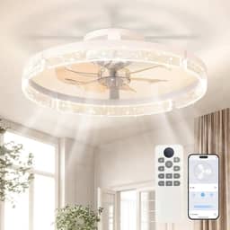 Hivento Ventilador de Teto com Aplicativo & Controle Remoto, Luz LED Regulável de 3000K-6000K, Ventilador DC Reversível de 6 Velocidades Silencioso, Dupla Voltagem 110V/220V