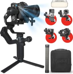 FeiyuTech SCORP Mini 2 kits de estabilizador de câmera com rastreador AI/luz de preenchimento, estabilizador gimbal tudo em um para Sony/Canon/Nikon/Panasonic/câmera de ação/smartphone, fotografia