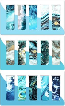 15 marcadores de página, marcadores magnéticos para mulheres, homens, amantes de livros, marcadores de página para estudantes, professores de leitura (vários oceanos)