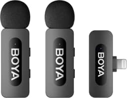 BOYA BY-V2 Microfone de lapela sem fios para iPhone iPad, Mini microfone de lapela externo omnidirecional para iPhone Microfone de lapela Lightning para gravação de vídeo Podcast YouTube Live Stream