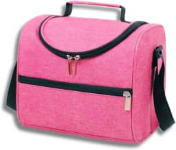 Bolsa Térmica Grande com Alça Ajustável, Lancheira Fitness, Ideal para Marmitas Lanches Frutas Bebidas, para Levar no Trabalho Passeio Academia Escola Faculdade, Qualidade Premium (Rosa)
