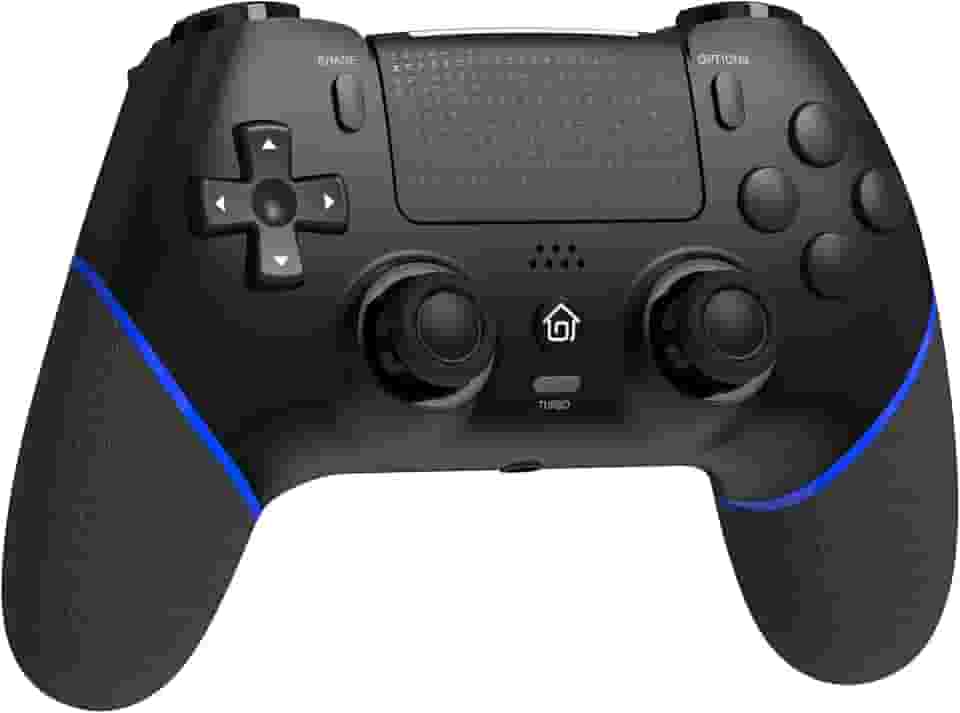 Wireless Controller with Hall Joystick for PS4,Pro,Slim - Wireless Controller with Built-in Speakers/Precise Joysticks/Turbo/Advanced Buttons Programming, and 1000mAh Rechargeable Battery (Black Blue)