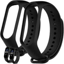 Kit 2 Pulseiras Pretas MI Band 5 6 e 7 Smartband em Silicone Ajustável Encaixe Perfeito Bracelete Reposição