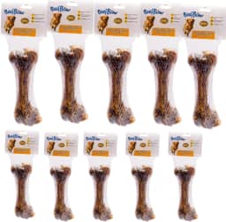 BeefBone Osso Defumado Suíno, Fêmur Desidratado Natural para Cachorro, 200g, 10 Unidades