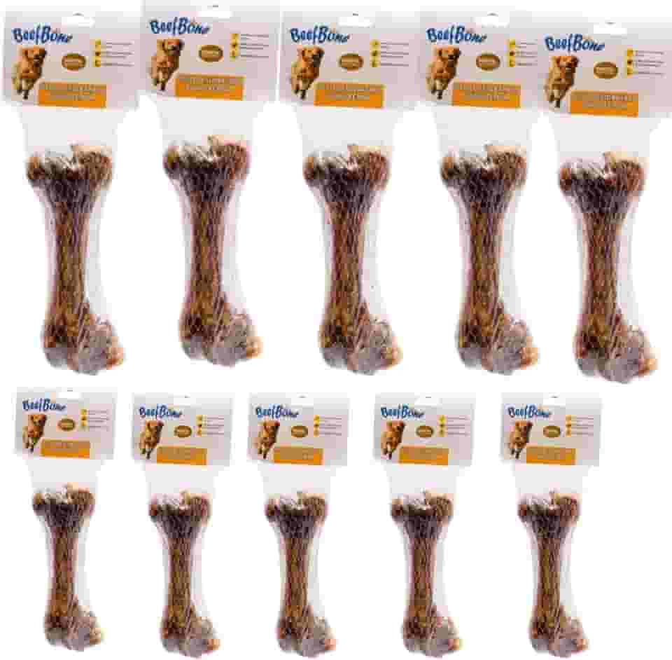 BeefBone Osso Defumado Suíno, Fêmur Desidratado Natural para Cachorro, 200g, 10 Unidades