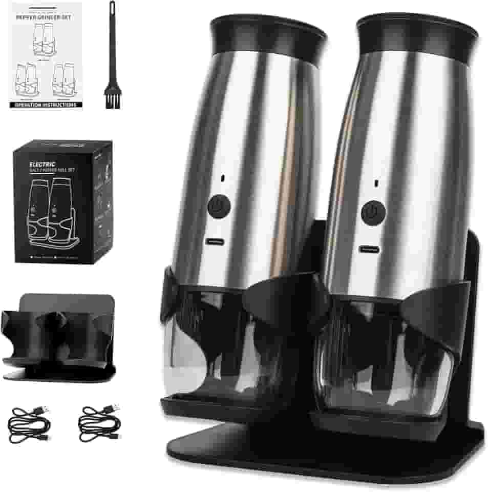 Moedor De Pimenta, Moedor De Pimenta Elétrico, Bateria Recarregável Grande Durável, Moagem Automática Com Ativação Por Gravidade, Aspereza Ajustável Com LED, Tampa À Prova De Poeira