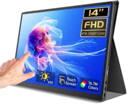 Monitor portátil com tela sensível ao toque de 14 polegadas 1200p, portátil, com capa protetora, CNC, metal, HDMI, USB C, monitores de viagem ultrafinos 100% sRGB para laptop, PC, Mac, telefone