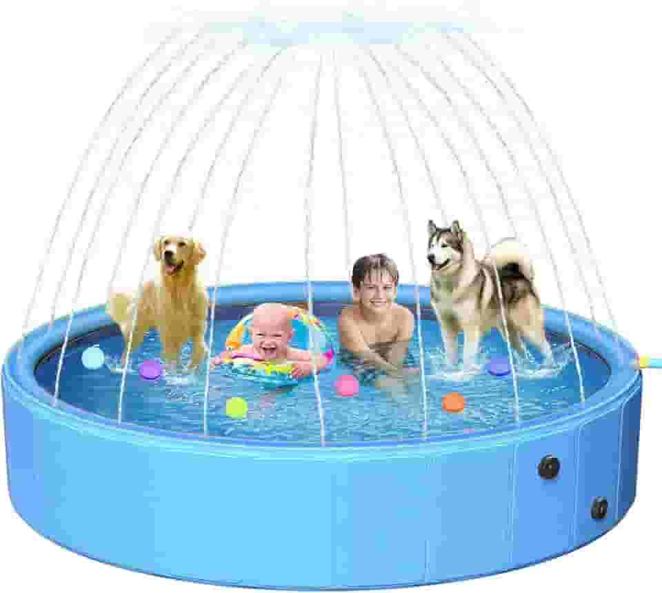 Piscina Infantil, 600 Litros Piscina Chafariz Hidromassagem Inflavel, Banheira Dobravel Infantil para e Cães (160 * 30cm)