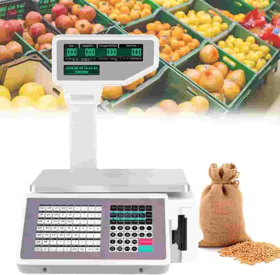 BalançA De PreçO Digital Comercial, BalançA EletrôNica De Caixa Registradora De Frutas Com Impressora De Etiquetas, Capacidade De 30 Kg Para Supermercado