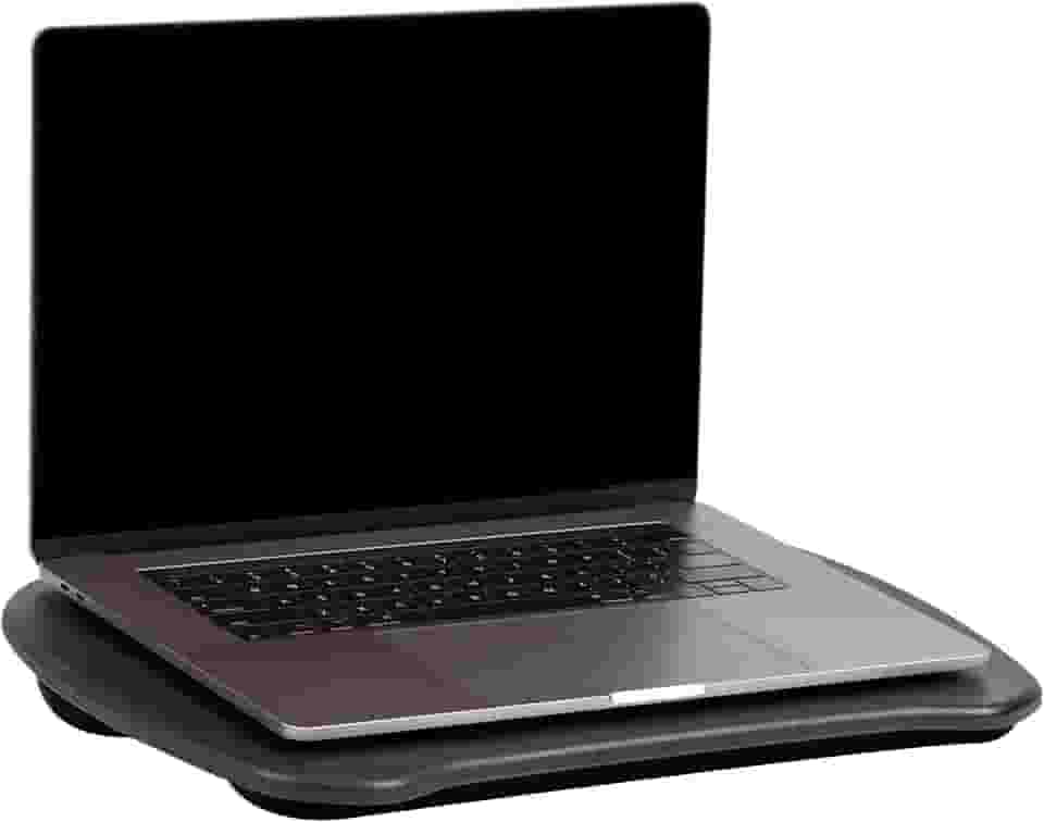 Mesa de colo portátil Mind Reader com alça, almofada embutida para conforto, preta