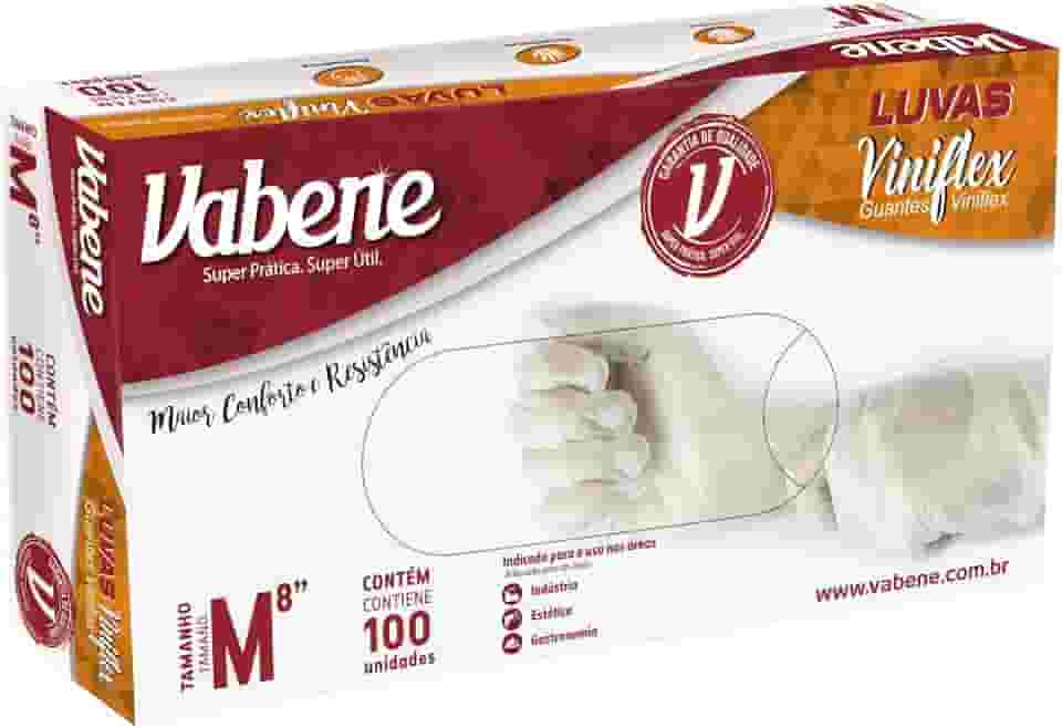 Luva Viniflex Translucida sem pó Tam. M 100und/cart, Vabene