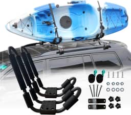 HUIMENG J Bar Suporte universal para caiaque, caiaque, caiaque, suporte para canoa, SUP, caiaques, prancha de surfe e esqui no telhado para SUV, carro e caminhão (rack de teto de caiaque)