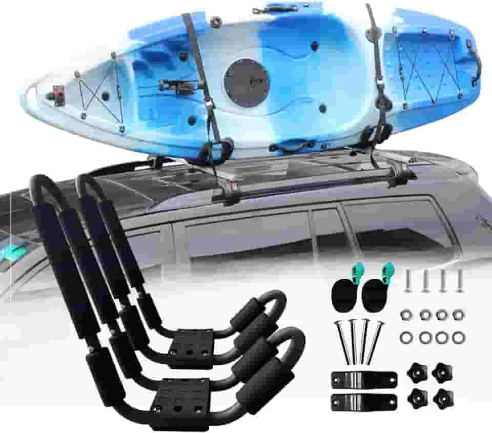 HUIMENG J Bar Suporte universal para caiaque, caiaque, caiaque, suporte para canoa, SUP, caiaques, prancha de surfe e esqui no telhado para SUV, carro e caminhão (rack de teto de caiaque)
