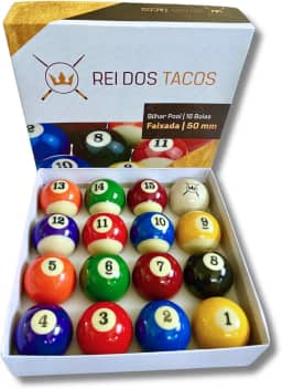 Jogo 16 Bolas Bilhar Pool Num Faixadas 50 mm - Rei dos Tacos