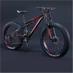Mountain Bikes Men Men 26 polegadas Bike de montanha de pneus gordos de 26 polegadas com suspensão total, aço de alto carbono de alto carbono Bicicleta gigante de freio de disco duplo, raio