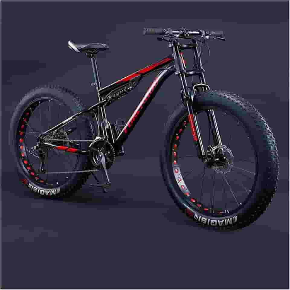 Mountain Bikes Men Men 26 polegadas Bike de montanha de pneus gordos de 26 polegadas com suspensão total, aço de alto carbono de alto carbono Bicicleta gigante de freio de disco duplo, raio