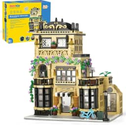 Conjunto de Blocos de Montar Construção de Café - Modelo de Construção de Cidade, Presente de Brinquedo STEM para Crianças e Adultos