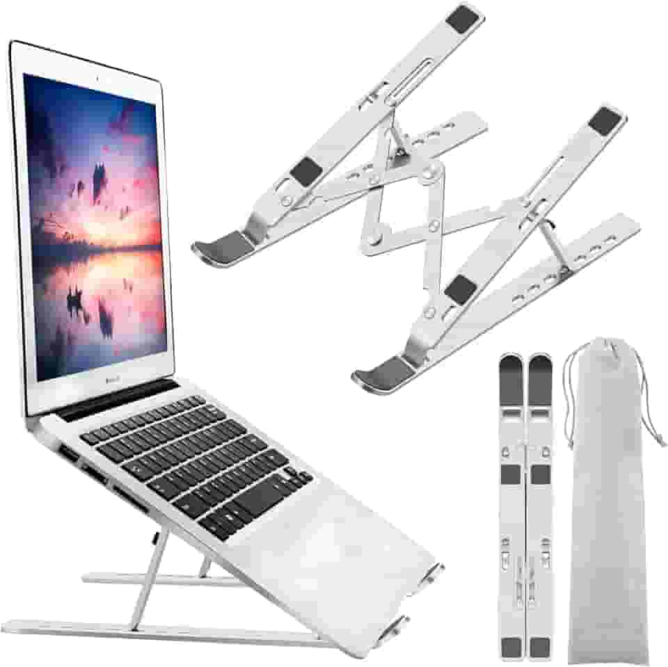 Suporte para laptop, suporte para laptop, suporte para computador Riser, suporte de notebook portátil dobrável de alumínio ajustável, compatível com MacBook Air Pro, HP, Lenovo, Dell,
