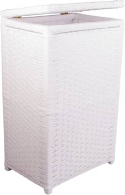 Cesto de Roupa Fibra Sintética Artesanal 36x25x60 Branco