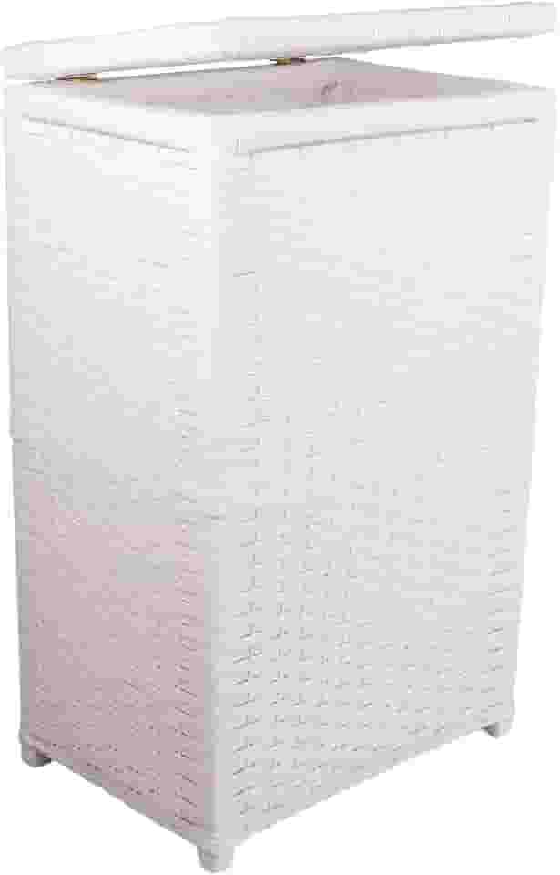 Cesto de Roupa Fibra Sintética Artesanal 36x25x60 Branco
