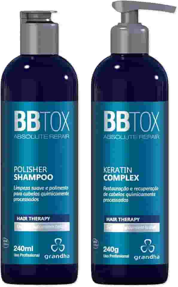 Grandha BBtox Absolute Repair Grande Reparador Capilar Pós Progressiva para Transformação Intensa dos Fios e Renovação Saudável Após Procedimentos Químicos (Polisher Shampoo + Keraton Complex)