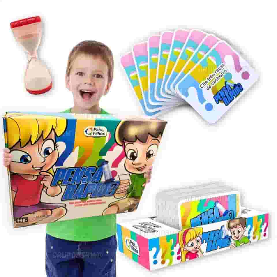 Jogo Pensa rapido jogos de tabuleiro e cartas infantil educativo pedagógico escolar quiz de perguntas brinquedo educacional presente para menino e menina crianças 8 anos brinquedos infantis