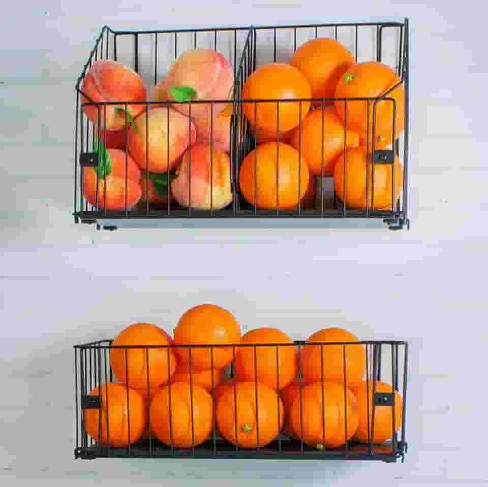 Fruteira de Parede Aramado Cozinha Cesto Frutas Kit 1P e 1G