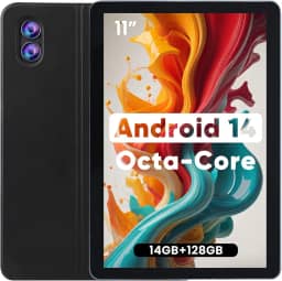 Tablet Android 11 polegadas 14 (6 + 8) GB RAM 128 GB ROM processador Octa-Core, tela grande Android 14 tablets com capa Wi-Fi 6, câmera 2MP + 8MP, bateria de 8000 mAh, computador tablet, PC para