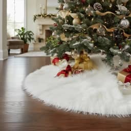 Saia P/Arvore De Natal Pelúcia Pelo Alto 7cm Branca 50cm