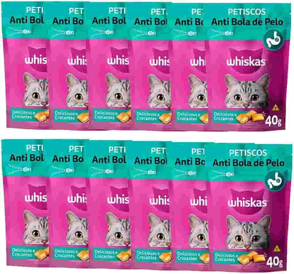 Caixa 12un Petisco Whiskas Temptations Anti Bola De Pelo Gatos Adultos 40g