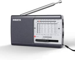 XHDATA Rádios D219 portáteis Am Fm com design compacto de recepção forte, rádio transistor operado por bateria pequena (AA), som claro, entrada para fone de ouvido, presente ideal para idosos, família