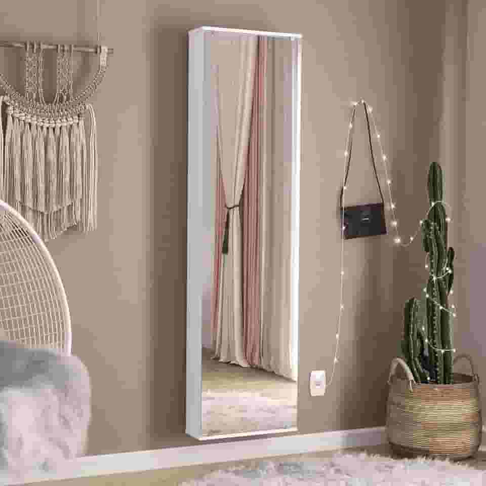 Penteadeira Armário Porta-joias com Espelho Suspenso Dubai Branco