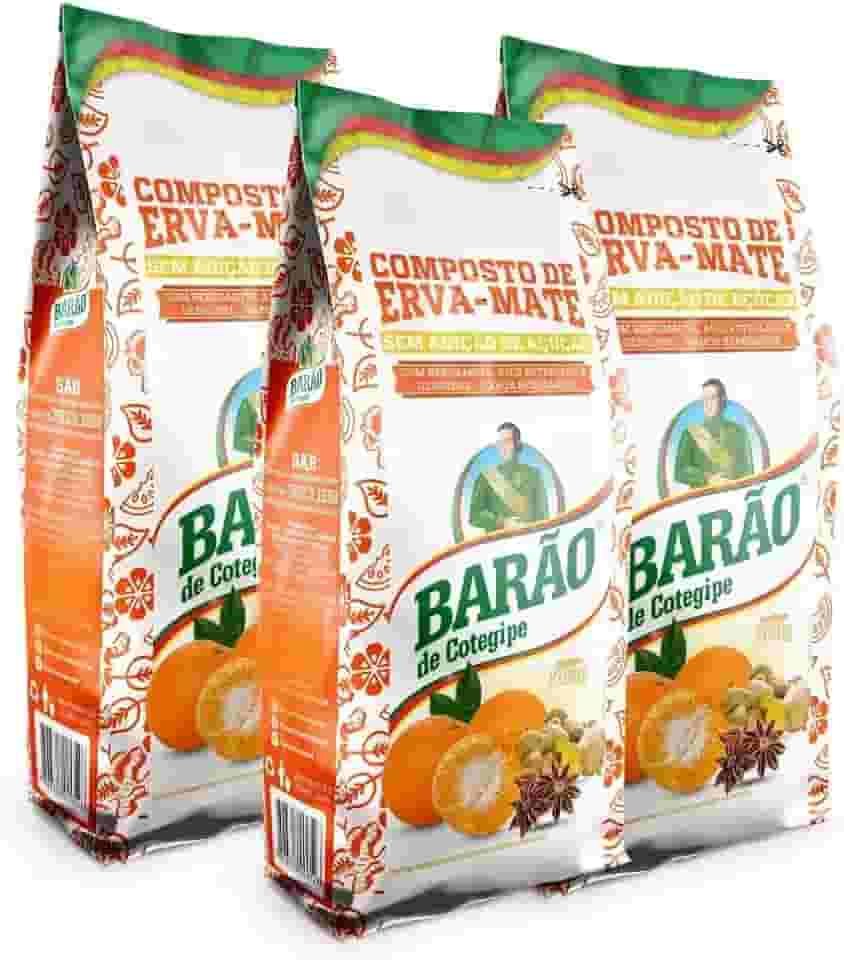 Barão de Cotegipe, Kit 3 Composto Erva Mate com Bergamota Anis e Gengibre 500g cada Barão Cotegipe