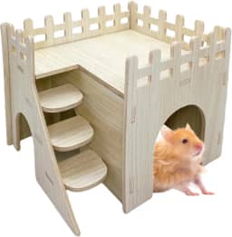 Hamster Labirinto Casa de Madeira Hamster Hideout Cabana Acessórios com Escada e Plataforma para Hamsters Sírios Rato Gerbil Anão