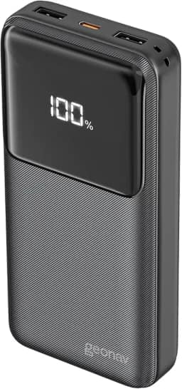 Geonav Power Bank, Carregador Portátil Universal 20.000mAh, Carga rápida, 2 saídas USB-A (até 18W quick charge) e 1 USB-C (até 20W Power Delivery), Led Indicador de Bateria, PB20K20W1PBK, Preto