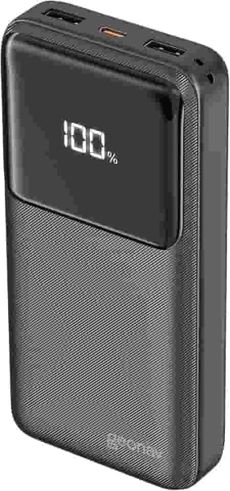Geonav Power Bank, Carregador Portátil Universal 20.000mAh, Carga rápida, 2 saídas USB-A (até 18W quick charge) e 1 USB-C (até 20W Power Delivery), Led Indicador de Bateria, PB20K20W1PBK, Preto