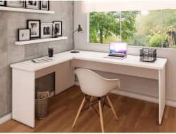 Mesa De Canto em L Para Escritório 140x150cm Tampo 30mm Branco
