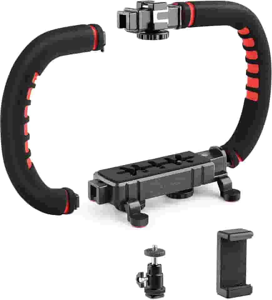 Zeadio Estabilizador de câmera para smartphone, equipamento de vídeo portátil, compatível com todas as câmeras, filmadoras, câmeras de ação, DSLR e para todos os smartphones iPhone e Android