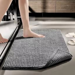 MINICASA Kit 3 Tapetes para Banheiro Bolinha Microfibra Absorvente 40cm x 60cm Cinza