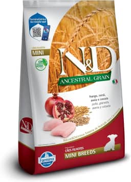 N&D Ancestral para Cães Filhotes de Raças Mini e Pequenas Sabor Frango, Romã, Aveia e Cevada 2,5Kg