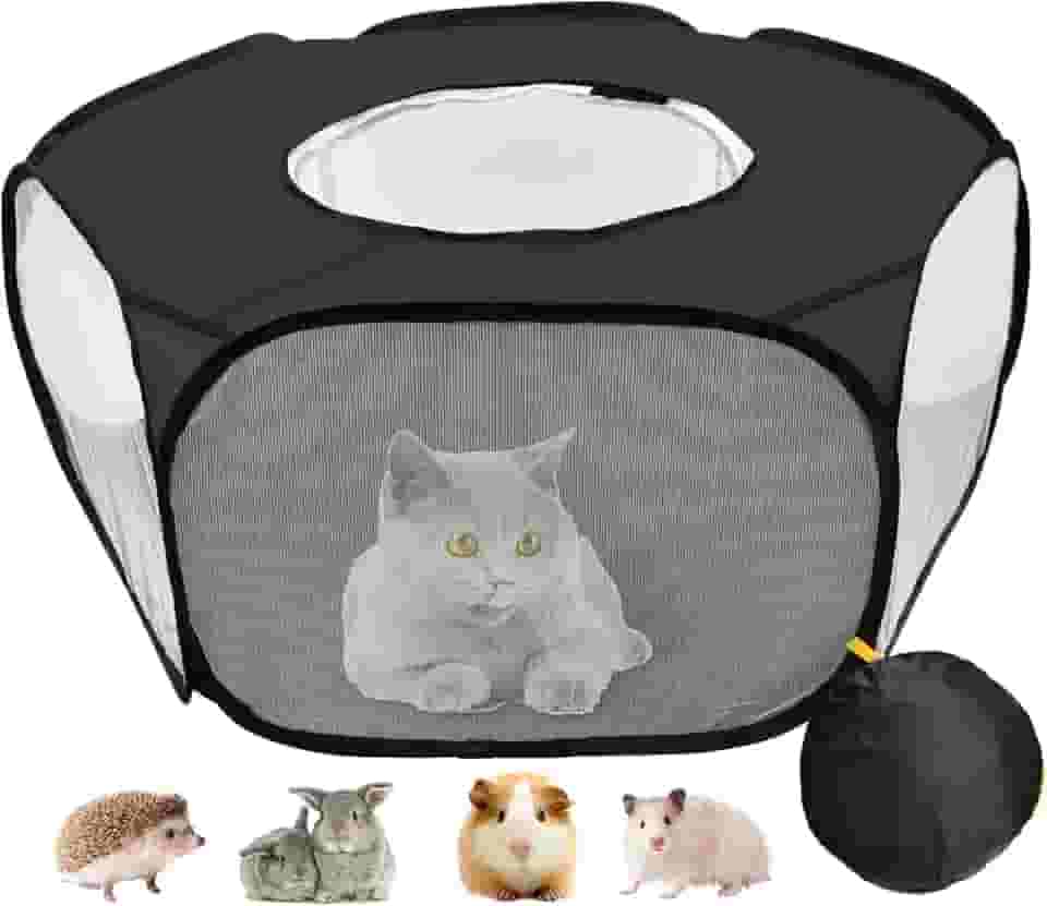 asita Gaiolas de porquinho-da-índia, cercadinho de animais pequenos com capa antifuga com zíper portátil, respirável e impermeável para exercícios em ambientes internos para coelhos, hamster, furão, chinchilas e ouriços