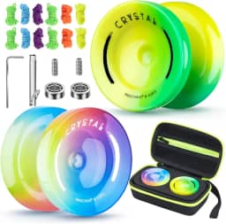 MAGICYOYO Crystal Yoyo K2 Responsivo Para Crianças Iniciantes, Pacote Com 2 Yoyos Profissionais, De Dupla Finalidade Rolamento Extra Não Adultos + 12 Cordas Yoy