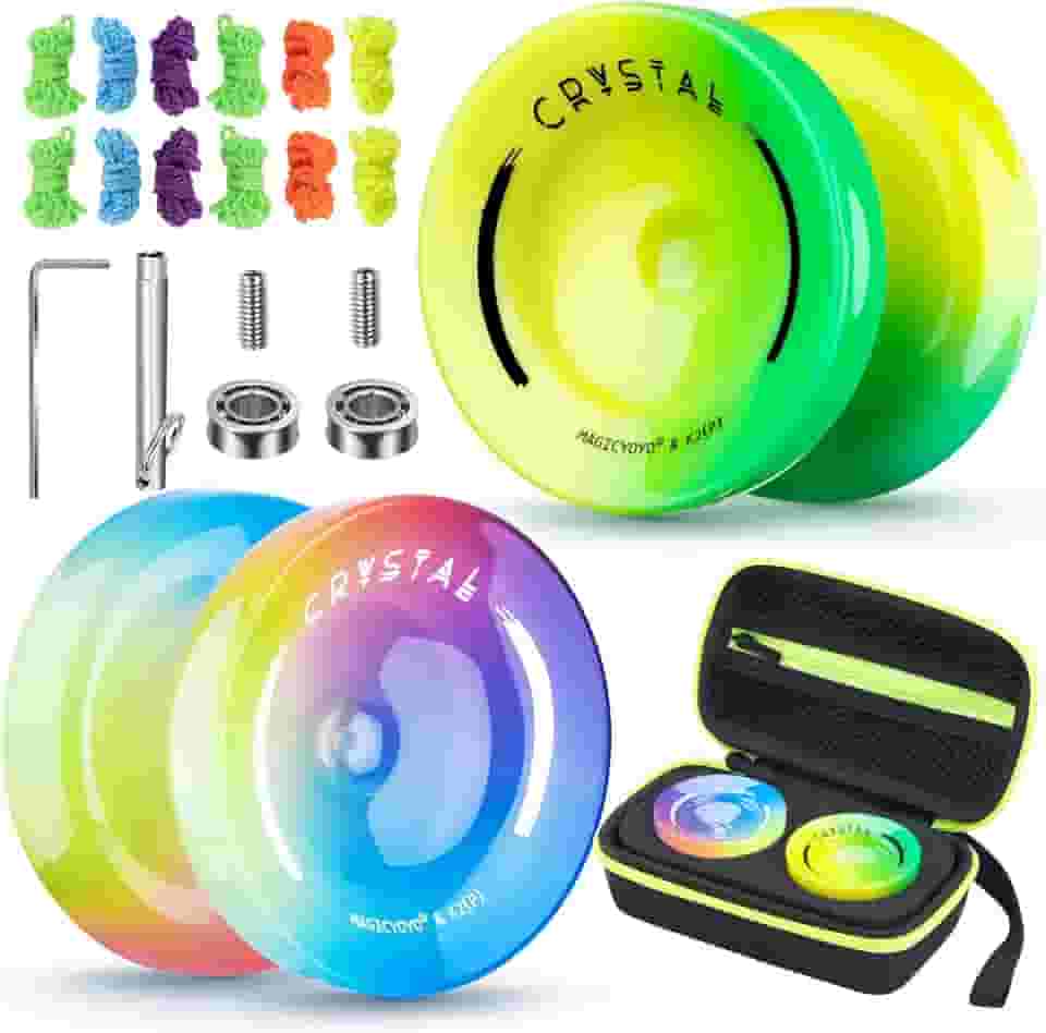 MAGICYOYO Crystal Yoyo K2 Responsivo Para Crianças Iniciantes, Pacote Com 2 Yoyos Profissionais, De Dupla Finalidade Rolamento Extra Não Adultos + 12 Cordas Yoy