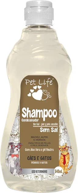 Shampoo Sem Sal Pet Life Cães e Gatos 540 mL