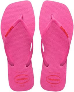 Chinelo Havaianas Slim Square Logo Pop Up Ponta Quadrada Feminina (Rosa Flux, BR, Adulto, Faixa Numérico, M, 37, 38)