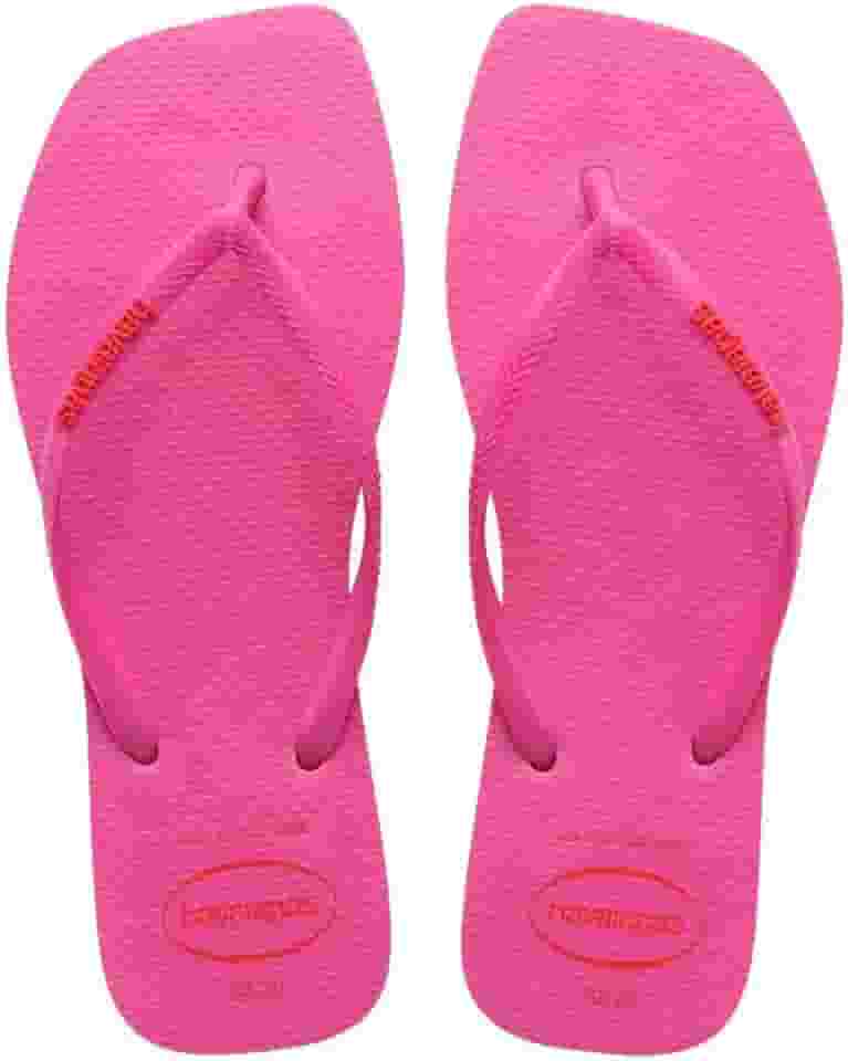 Chinelo Havaianas Slim Square Logo Pop Up Ponta Quadrada Feminina (Rosa Flux, BR, Adulto, Faixa Numérico, M, 37, 38)